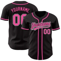Benutzerdefinierte schwarz rosa Nadelstreifen rosa-weiß authentische Baseball Jersey
