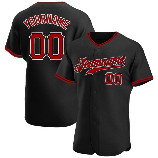 Benutzerdefiniertes authentisches schwarz-rot-weißes Baseballtrikot