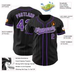Benutzerdefinierte schwarz weiß Nadelstreifen lila authentische Baseball Jersey Benutzerdefinierte schwarz weiß Nadelstreifen lila authentische Baseball Jersey