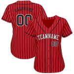 Benutzerdefinierte rot weiß Nadelstreifen schwarz-weiß authentische Baseball Jersey Benutzerdefinierte rot weiß Nadelstreifen schwarz-weiß authentische Baseball Jersey