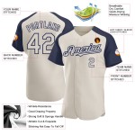 Navy Jersey Baseball Custom Creme Raglan Ärmel Authentisch