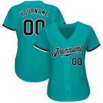 Benutzerdefiniertes Aqua Schwarz-Weiß Authentic Baseball Jersey Benutzerdefiniertes Aqua Schwarz-Weiß Authentic Baseball Jersey