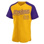 Raglan-Ärmel Lila Jersey Custom Authentic Gold Baseball
