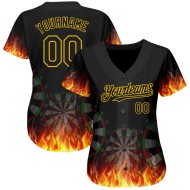 Design Gold Dart Jersey Muster Custom Baseball Board Flamme Schwarz Authentische 3D