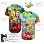 Benutzerdefiniertes Scratch Graffiti Muster Weiß-Kelly Grün 3D Authentic Baseball Jersey