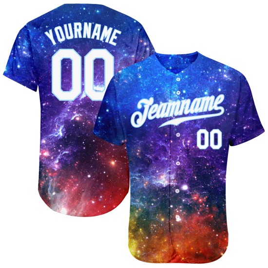 Benutzerdefiniertes Galactic Weiß-Hellblau 3D Authentic Baseball-Trikot
