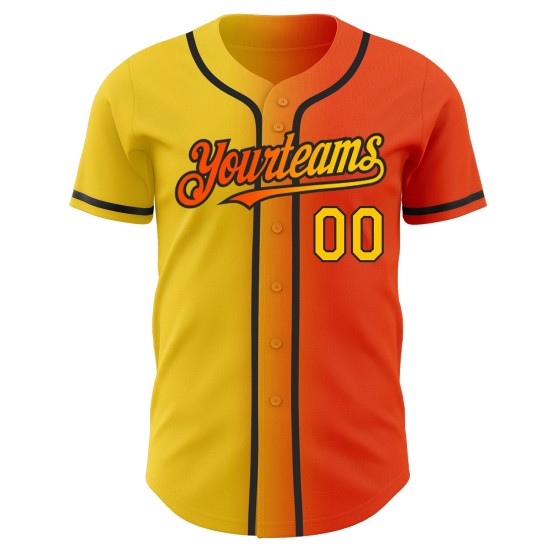 Mode Authentische Orange Baseball Gelb-Schwarz Jersey Custom Gradienten
