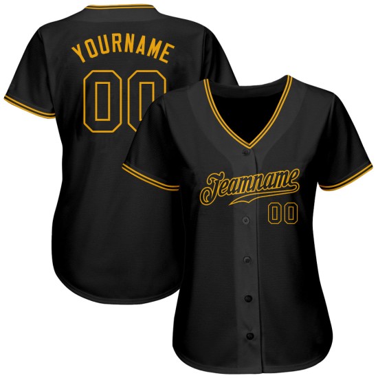 Benutzerdefiniertes authentisches Baseball-Trikot in Schwarz und Gold
