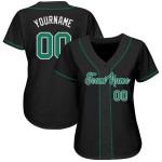 Benutzerdefiniertes authentisches Baseball-Trikot in Schwarz und Kelly Grün-Weiß Benutzerdefiniertes authentisches Baseball-Trikot in Schwarz und Kelly Grün-Weiß