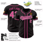 Benutzerdefinierte schwarz rosa Nadelstreifen rosa-weiß authentische Baseball Jersey