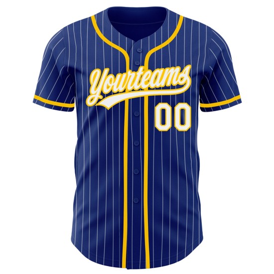 Royal Jersey Authentic Baseball Custom Gelb Nadelstreifen Weiß