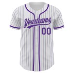 Benutzerdefinierte weiß lila Nadelstreifen lila-grau authentische Baseball Jersey