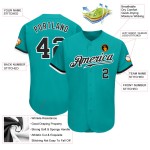 Benutzerdefiniertes Aqua Schwarz-Weiß Authentic Baseball Jersey Benutzerdefiniertes Aqua Schwarz-Weiß Authentic Baseball Jersey