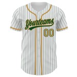 Jersey Nadelstreifen Authentische Custom Weiß Gold Grün Alte Baseball