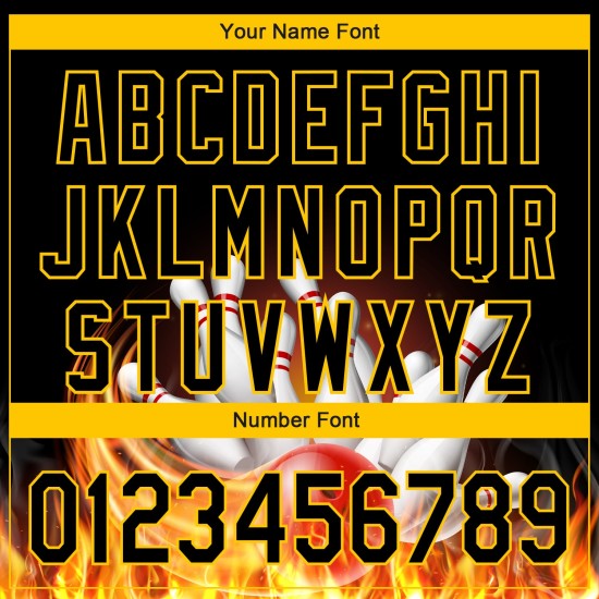 Benutzerdefinierte Schwarz Gold 3D Muster Design Flamme Bowling Authentische Baseball Jersey Benutzerdefinierte Schwarz Gold 3D Muster Design Flamme Bowling Authentische Baseball Jersey