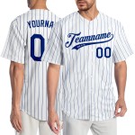 Benutzerdefiniertes weißes Royal Pinstripe Royal-White Authentic Baseball-Trikot Benutzerdefiniertes weißes Royal Pinstripe Royal-White Authentic Baseball-Trikot