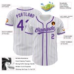 Benutzerdefinierte weiß lila Nadelstreifen lila-grau authentische Baseball Jersey
