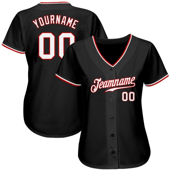 Benutzerdefiniertes authentisches schwarz-weiß-rotes Baseballtrikot