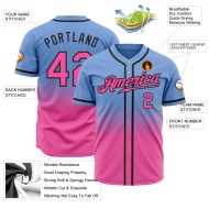 Benutzerdefinierte Hellblau Pink-Schwarz Authentic Fade Fashion Baseball Jersey