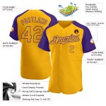Raglan-Ärmel Lila Jersey Custom Authentic Gold Baseball