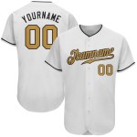 Benutzerdefiniertes authentisches Baseball-Trikot in Weiß und Altgold