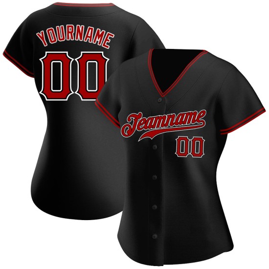 Benutzerdefiniertes authentisches schwarz-rot-weißes Baseballtrikot
