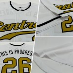 Benutzerdefiniertes authentisches Baseball-Trikot in Weiß und Altgold