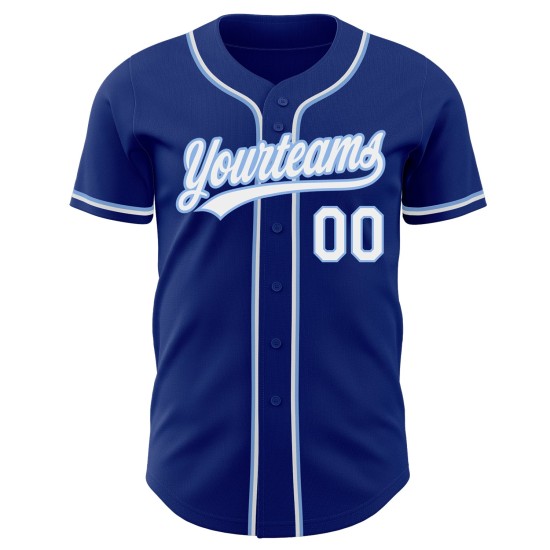 Royal Baseball Custom Weiß-Hellblaues Authentic-Trikot