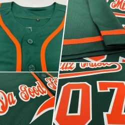 Benutzerdefiniertes authentisches grün-orange-weißes Baseballtrikot