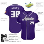 Benutzerdefinierte lila weiß-grau authentische Baseball Jersey