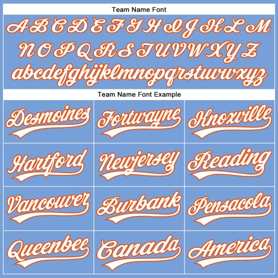 Custom Jersey Puderblau Weiß-Orange Baseball Authentic