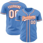 Custom Jersey Puderblau Weiß-Orange Baseball Authentic