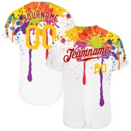 Benutzerdefinierte 3D-Muster-Design Bunte helle Tintenspritzer Authentisches Baseball-Trikot