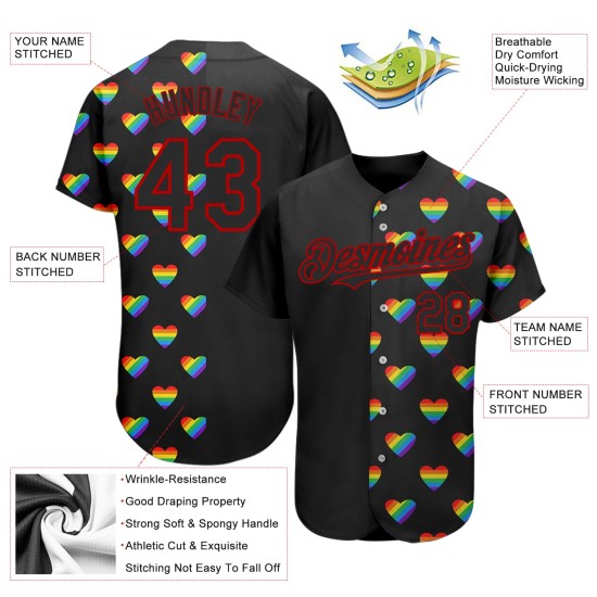 Pride Baseball Authentic 3D Love Jersey Love Rainbow Month LGBT Ist Individuell Für