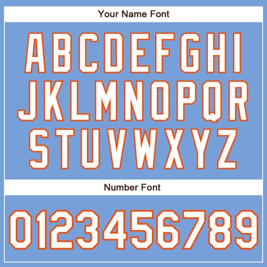 Custom Jersey Puderblau Weiß-Orange Baseball Authentic