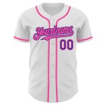 Lila-Pink Jersey Authentic Weiß Baseball Custom