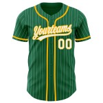 Nadelstreifen authentische grün weiß Jersey benutzerdefinierte Gold Kelly Baseball