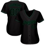 Benutzerdefiniertes authentisches Baseball-Trikot in Schwarz und Kelly Green
