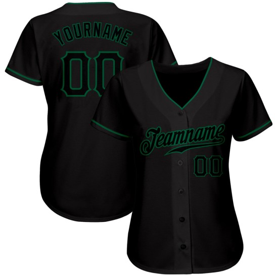 Benutzerdefiniertes authentisches Baseball-Trikot in Schwarz und Kelly Green