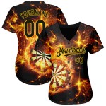 Design 3D Dart Flamme Baseball Gold Custom Board Schwarz Authentische Muster Jersey