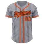 Nadelstreifen Grau Orange Jersey Custom Authentic Schwarz Baseball