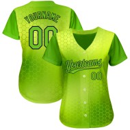 Benutzerdefinierte Neon Design Muster Neon 3D Authentic Grün-Schwarz Jersey Baseball Grün