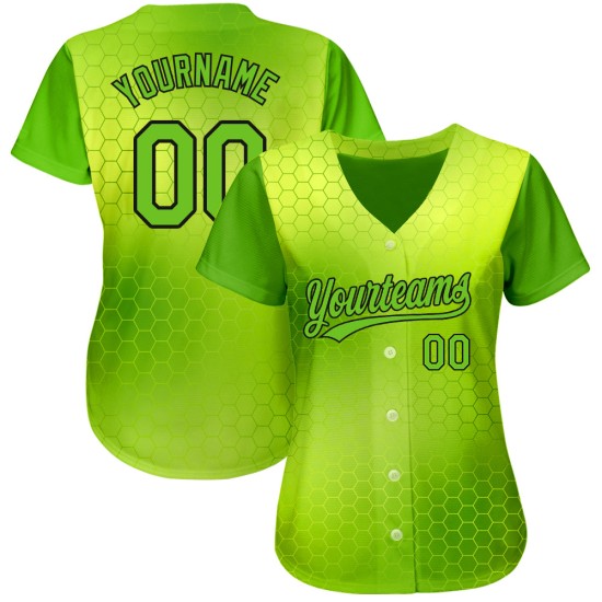 Benutzerdefinierte Neon Design Muster Neon 3D Authentic Grün-Schwarz Jersey Baseball Grün