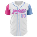Hellweißes Baseball-Ton-Authentisches Trikot Custom Blue-Pink Two