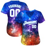 Benutzerdefiniertes Galactic Weiß-Hellblau 3D Authentic Baseball-Trikot