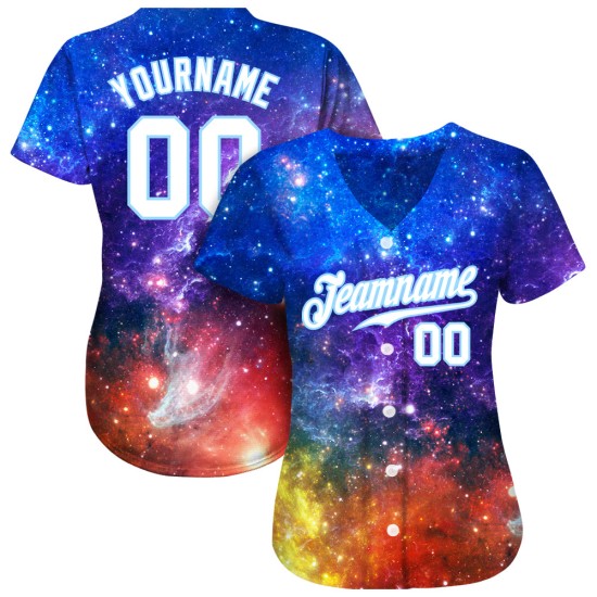 Benutzerdefiniertes Galactic Weiß-Hellblau 3D Authentic Baseball-Trikot